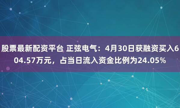 股票最新配资平台 正弦电气：4月30日获融资买入604.57万元，占当日流入资金比例为24.05%