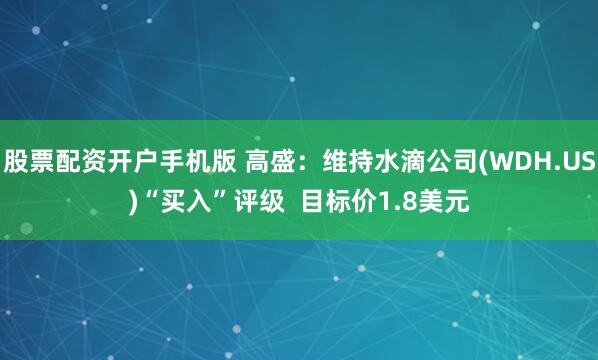股票配资开户手机版 高盛：维持水滴公司(WDH.US)“买入”评级  目标价1.8美元
