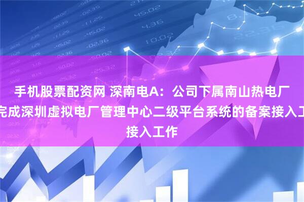手机股票配资网 深南电A：公司下属南山热电厂已完成深圳虚拟电厂管理中心二级平台系统的备案接入工作